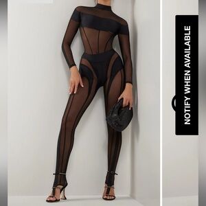 BLACK PANELED MESH HIGH RISE LEGGINGS